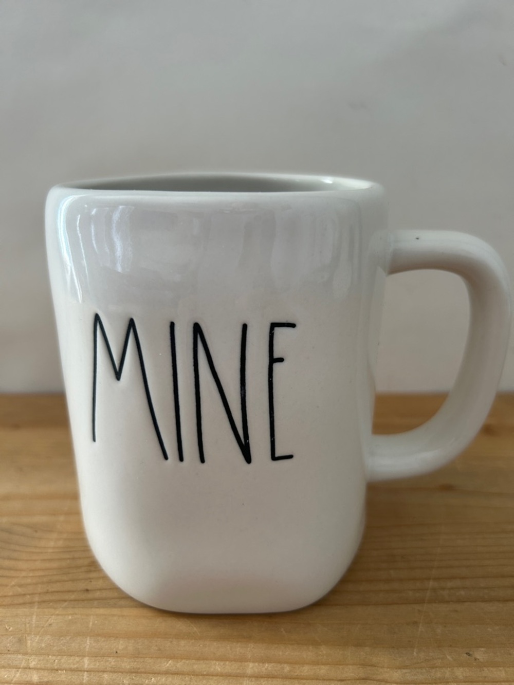 Rae Dunn MINE Mug White Ceramic w Black Writing Oversized Coffee Tea Cup